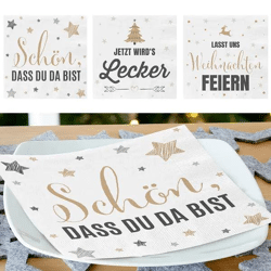 Weihnachtliche Servietten, 3 Designs, 20er Pack – Festliche Stimmung