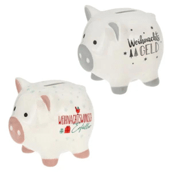 Weihnachtliche Spardose, Sparschwein, 2er-Set, ca. 11 cm – Festliche Geschenkidee