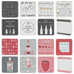 Weihnachtliches Bierdeckel-Memoryspiel, für 2 Spieler, 12er-Set