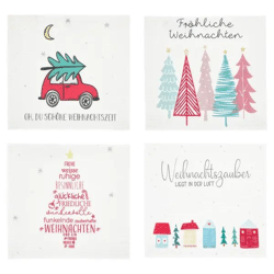 Weihnachtliches Schwammtuch-Set, 4 Stück, 17cm x 14cm, Bedruckt