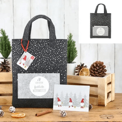Weihnachts-Filztasche mit Grußkarte - 22x26cm, Festliche und Wiederverwendbare Geschenkverpackung