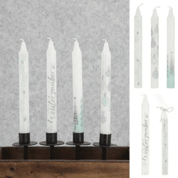 Weihnachts-Stabkerzen, 4er-Set, verschiedene Muster - Festliche Deko