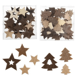 Weihnachts-Streudeko aus Filz und Holz, 27-teilig, 4,5cm - Festliche Tischdeko