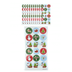 Weihnachtsaufkleber-Set, 2,5 cm, 18 Stück Pro Blatt, Festliche Motive