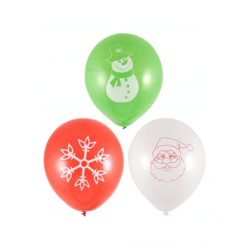Weihnachtsballons 23 cm mit Aufdruck, 3 verschiedene Farben – festliche Dekoration