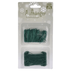 Weihnachtsbaum Schmuckhaken, 200 Stück, Festliches Grün