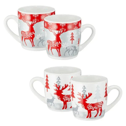 Weihnachtsbecher in Silber/Rot, Bauchig, 2er-Set, 350ml, 12x9cm