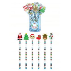 Weihnachtsbleistifte Mit Radiergummi, 6 Verschiedene Designs - Festliche Schreibwaren