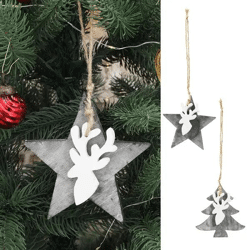 Weihnachtshänger Rentier-Design, Grau/Weiß, 4er-Set