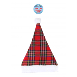 Weihnachtsmannmütze im Tartan-Design, 30 cm x 40 cm, für Erwachsene, festliche Kopfbedeckung