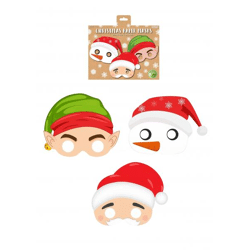 Weihnachtsmasken aus Papier, 3 verschiedene Designs, Bastelset