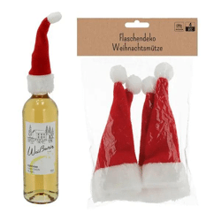 Weihnachtsmützen als Flaschendeko, 4er-Set, Festlicher Flaschenschmuck