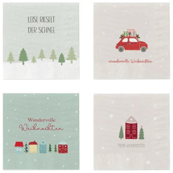Christmas napkins, 4 designs, pack of 20 - Festive table decoration
