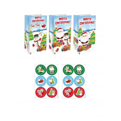 Weihnachtstasche mit 3D-Aufklebern, Sortiment 6 Designs, Geschenktüte 13x25x8 cm