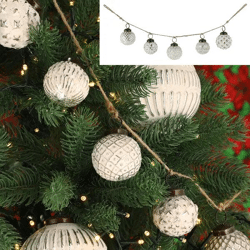 Weiß-Silberne Kugelgirlande – Stilvolles Weihnachtsbaum-Ornament, 50cm