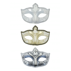 Weiße Glitzer-Augenmaske in 3 Farben, für Karneval und Partys