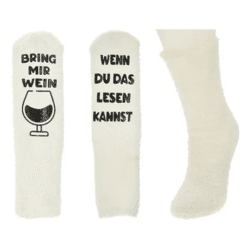 Weiße Kuschelsocken mit Sprüchen, ABS Rutschfest, Gemütliche Fußbekleidung - 100 Zeichen