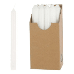 Weiße Stabkerzen, 22cm, 20er Pack im Display - Zeitlose Eleganz