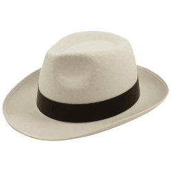 Weißer Al Capone Hut für Erwachsene | Klassischer Gangster-Fedora-Hut