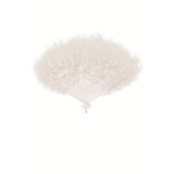 White feather fan, hand fan large 45cm x 27cm, elegant accessory