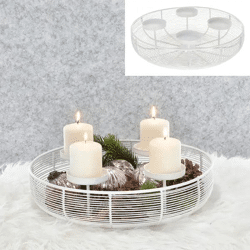 Weißer Runder Adventskranz-Rahmen, Durchmesser ca. 37 cm