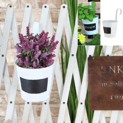 Weißer Übertopf zum Hängen und Beschriften, ca. 15cm Durchmesser – Dekorativer Pflanzbehälter