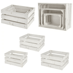 Weißes Holzkisten-Set, 3 Stück, ca. 32 cm Breite, Vielseitige Aufbewahrung