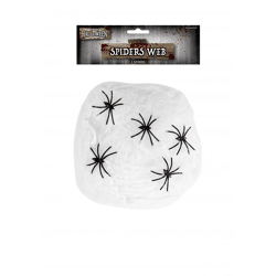Weißes Spinnennetz, 40G, mit 5 Spinnen, Halloween-Dekoration