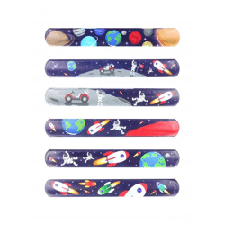 Weltraum Snap-Armbänder, 22x3 cm, 6 verschiedene Designs - Kostische Armbänder für Kinder