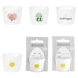 Werbe-Eierbecher-Set auf Karte, 4er Pack, Höhe ca. 7 cm