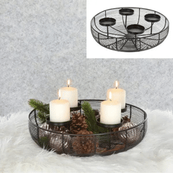 WERBUNG Runde Adventskranz-Streben, Schwarz, ca. 37cm - Robuste Metallstützen für Weihnachtskränze