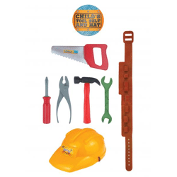 Werkzeuggürtel-Set für Kinder, 7-teilig mit Hut, Spielzeug für junge Baumeister