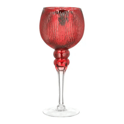 Windlicht auf Fuß, Rot, Rillen, L, ca. 30cm Höhe – Stilvolle Dekoration für innen und außen