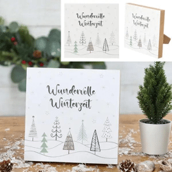 Winterliches Kunstdruckbild, 15x15cm, Stimmungsvolle Dekoration