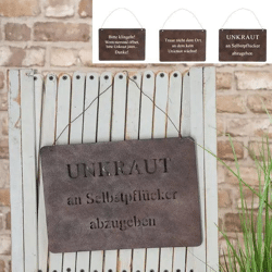 Witzige Unkraut Hängeschilder, 3er Set, 30x21cm – Gartenhumor Deko