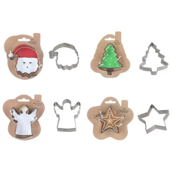 XL Ausstechformen XMAS, 4er-Set, auf Karte mit Eurolochung, ideal für Weihnachtsplätzchen