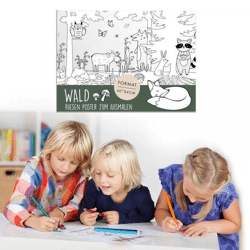 XL poster to color in forest design