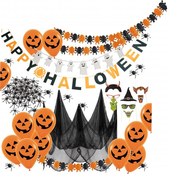 XXL Halloween Deko Dekoration Grusel Set mit &uuml;ber 30 Teilen f&uuml;r Haus, Tisch & Garten - Indoor & Outdoor