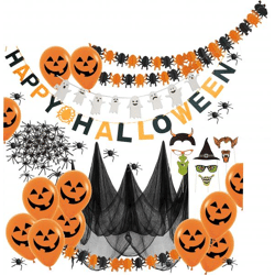 XXL Halloween Deko Dekoration Grusel Set mit über 30 Teilen für Haus, Tisch & Garten - Indoor & Outdoor