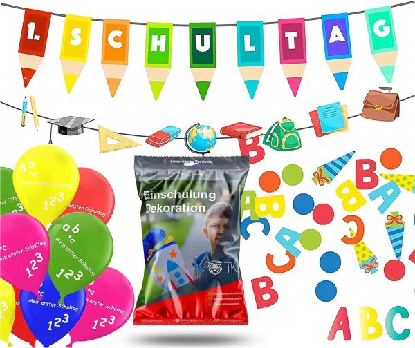 XXL Set Einschulung Schulanfang Deko Dekoration &uuml;ber 100 Teile - 1.Schultag, ABC Erster Schultag, Schuleinf&uuml;hrunget