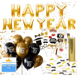XXL Silvester Deko Set 2023 - mit Luftballons, Luftschlangen, Latexballons, Konfetti, Fotorequisiten als Dekoration zu Neujahr (XXL Set)