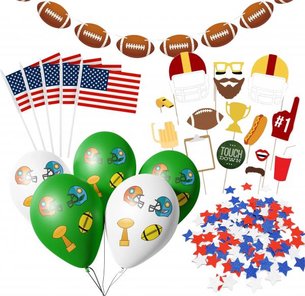 XXL Super Bowl American Football NFL Dekoration Deko Set &uuml;ber 100 Teile, Luftballons, Girlande, Konfetti UVM. (Set XXL)