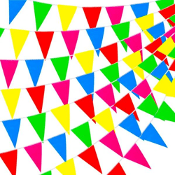 XXL Wimpelkette Stoff 100 Meter bunt Girlande Banner Fahne - Indoor & Outdoor Draußen als Deko Dekoration (1x)