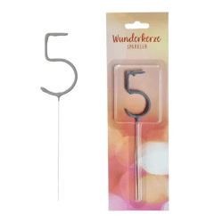 Ziffer 5 Wunderkerze, 18cm - Ideal für fünfte Geburtstage & Feierlichkeiten