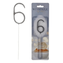 Ziffer 6 Wunderkerze, 18cm - Ideal für sechste Geburtstage & Festlichkeiten