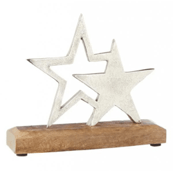 Zwillingsstern auf Sockel, Alu, Kompakt, ca. 18cmH - Himmlisches Deko-Accessoire!