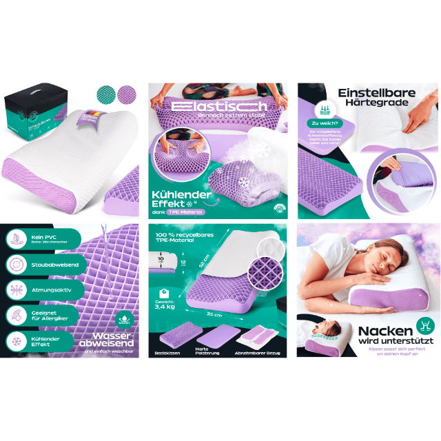 Kopfkissen aus TPE Orthopädisches Kissen Allergikergeeignet Kühlkissen Elastisch Schlafzimmer Nackenstützkissen Schlafkissen Restposten Mix
