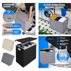 Wäschekorb mit 3 Fächer in 3 Farben Sortier-Wäschekorb Faltbarer Wäschesammler Wäschetrenner Wäscheteiler 3 in 1 Restposten Mix