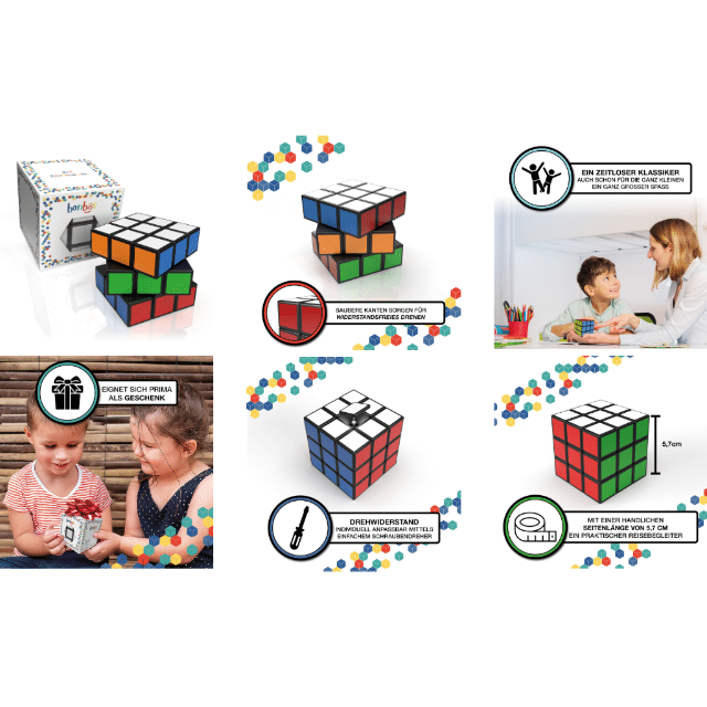 Zauberwürfel groß (5,7cm) Drehwürfel Würfelspiel Magic Cube Kopftraining Logikspiel Denkspielzeug Spielzeug Restposten Mix