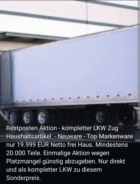 komplette LKW Ladung Truck Load Haushalt Küche Markenware ca 20.000 Teile Sonderposten Restposten Mystery
